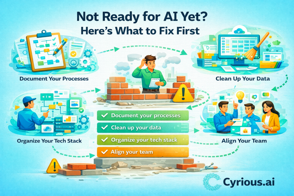 what to do if your business is not ready for AI covering processes data tech stack and team alignment